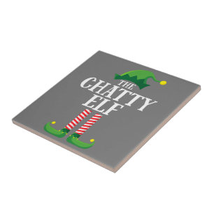 Chatty Elf Matching Family Group Christmas Party Tile