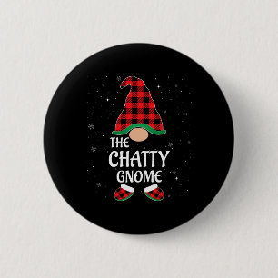 Chatty Gnome Buffalo Red Plaid Matching Christmas 2 Inch Round Button