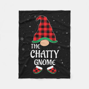 Chatty Gnome Buffalo Red Plaid Matching Christmas Fleece Blanket