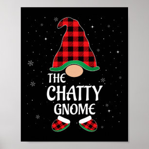 Chatty Gnome Buffalo Red Plaid Matching Christmas Poster