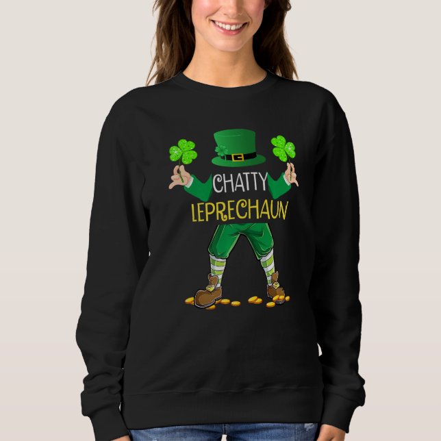 Chatty Leprechaun Boys St Patricks Day Funny Sweatshirt (Front)