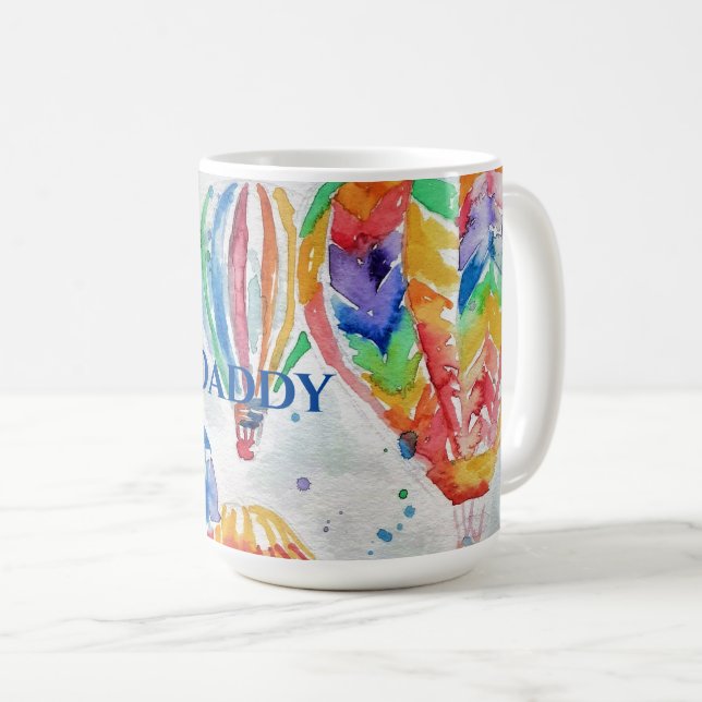 Chaud Air Balloon papa coloré Aquarelle Mug (Devant droit)