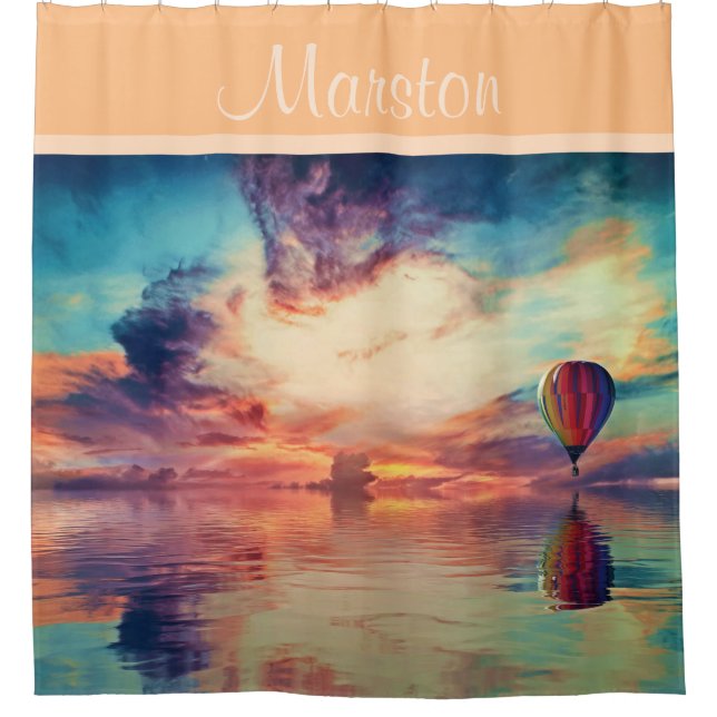 Chaud Air Balloon Sunrise Nom Peach Douche Rideau (Devant)