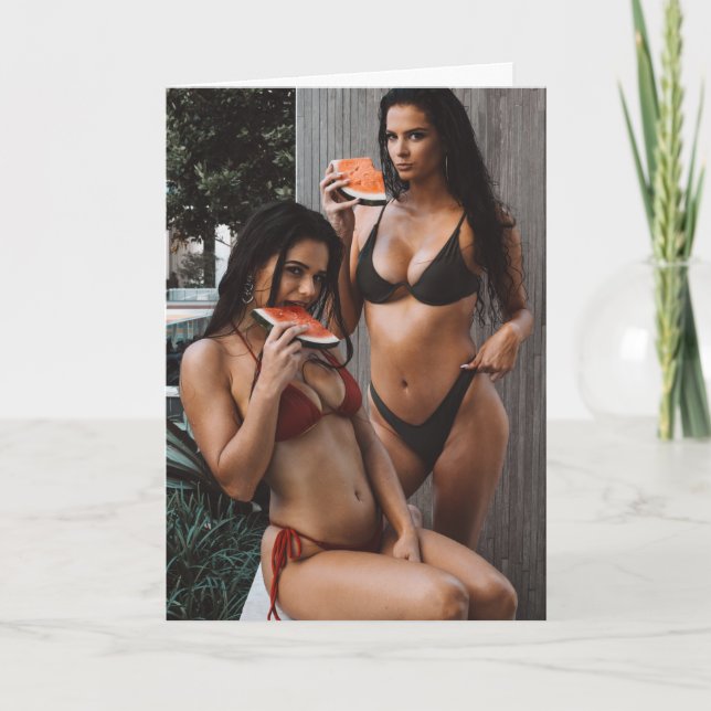 CHAUD BIKINI FILLES ANNIVERSAIRE WATERMELON CARTE  (Devant)