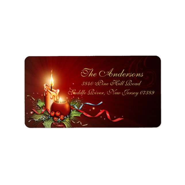 Chaud bougie Étiquette de adresse de Noël (Devant)