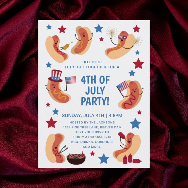 Chaud chien patriotique 4 juillet invitation (Créateur téléchargé)