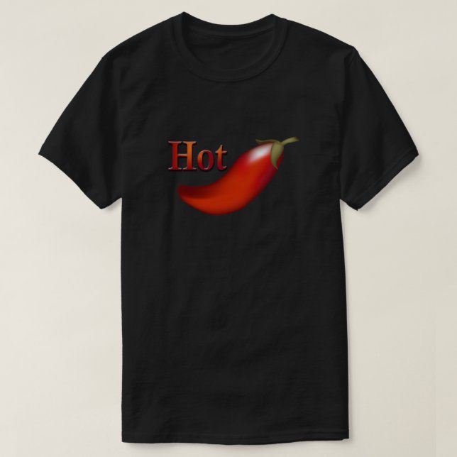 Chaud Chili Pepper T-shirt noir (Design devant)