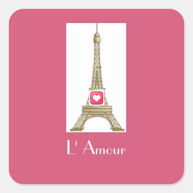 Chaud Coeur rose Paris Tour Eiffel Sticker (Devant)