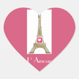 Chaud Coeur rose Paris Tour Eiffel Sticker