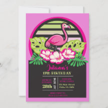CHAUD FLAMANT ROSE Tropical Invitation d'anniversa