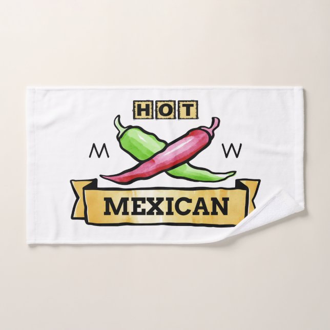 Chaud mexicain personnalisé monogramme et serviett (Serviette à main)