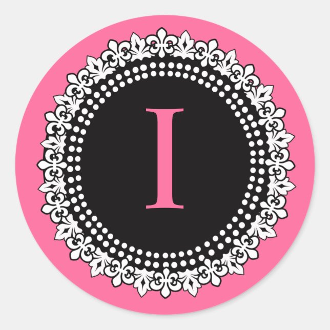 Chaud Monogramme rose I Sticker Mariage Fleur de L (Devant)