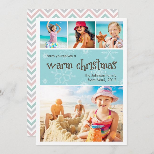 Chaud Noël 4 Photo Carte de vacances (Devant / Derrière)