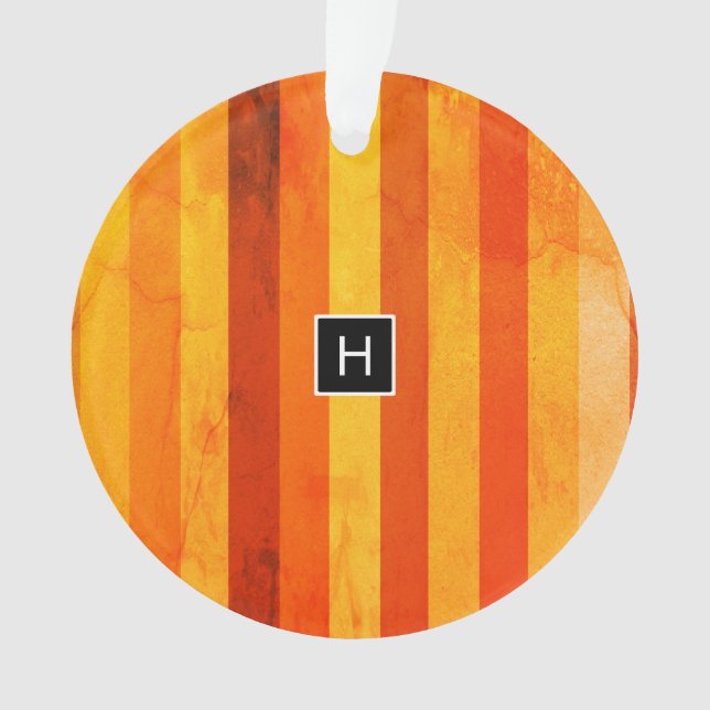 Chaud Patiné Orange Rouge rayures Monogramme (devant)