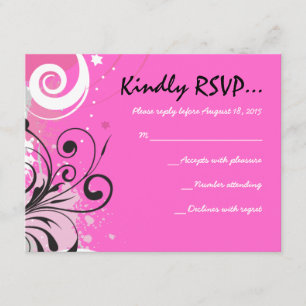 CHAUD PINK SWIRLS & STARS Bat mitzvah Carte de rép