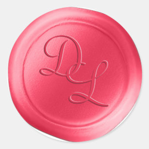 Chaud rose 2 Lettre Monogramme Stickers de cire
