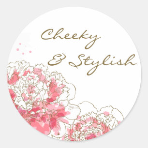 Chaud rose Aquarelle Peonies Sticker personnalisab
