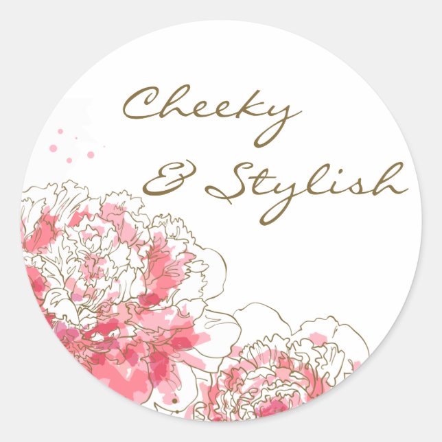 Chaud rose Aquarelle Peonies Sticker personnalisab (Devant)