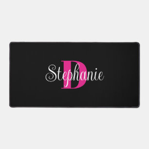 Chaud rose blanc et noir mignon Monogramme moderne