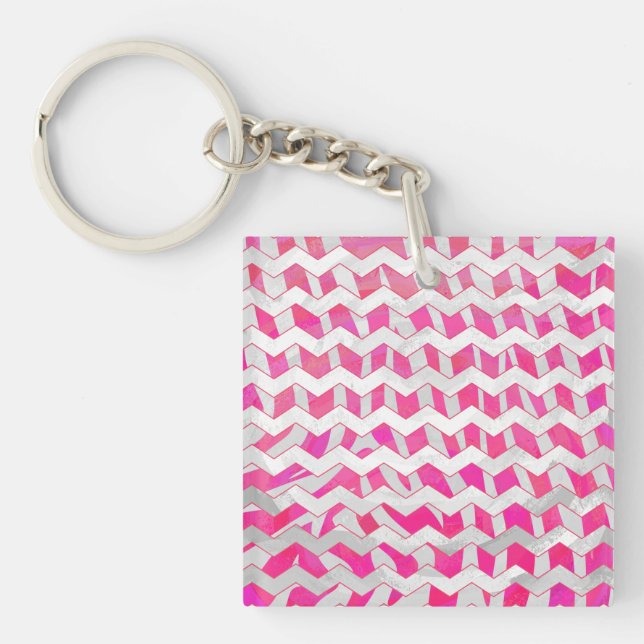 Chaud rose et blanc Chevron Zebra (Devant)