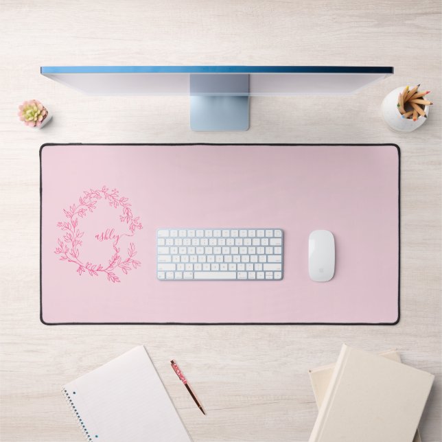 Chaud rose moderne Script Girl Monogramme Nom (Bureau 1)