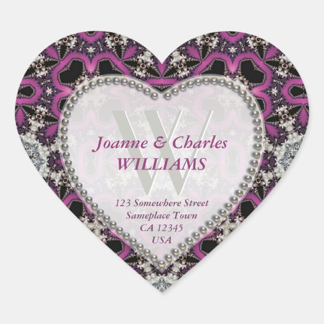 Chaud rose violet +noir dentelle Stickers monogram (Devant)