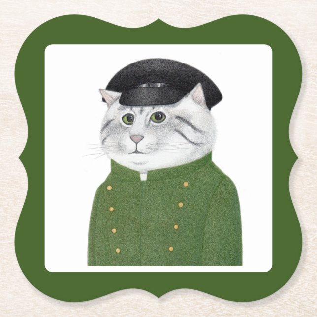 CHAUFFEUR CAT Bracket Paper Coasters  (Front)
