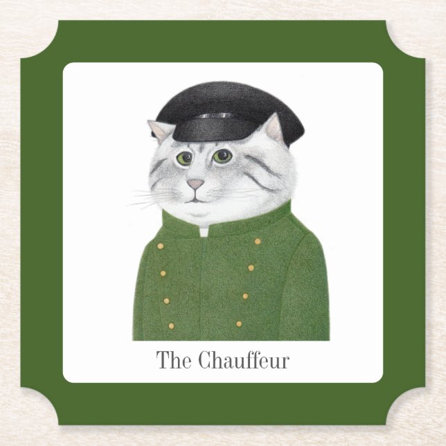 CHAUFFEUR CAT Ticket Paper Coasters + Text (Front)
