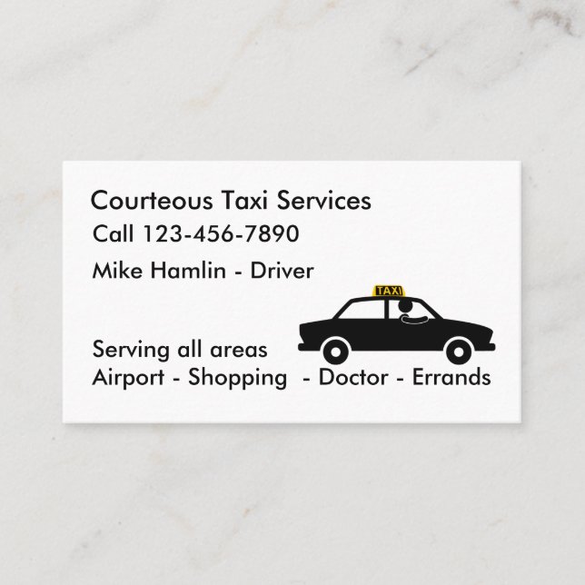 chauffeur de taxi Cartes de visite simples (Devant)