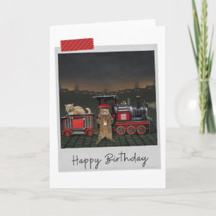 Chauffeur de train Chat Funny Carte d'anniversaire