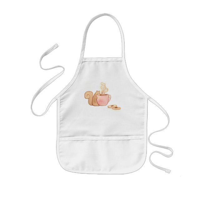 Chauncey the Squirrel Sipping Coffee Apron (Front)