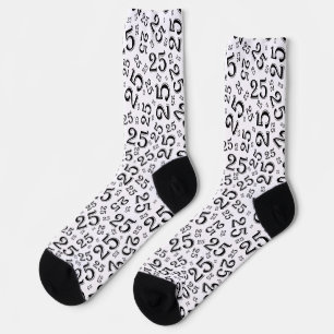 Chaussette 25e anniversaire Noir/Blanc Random Numéro Motif