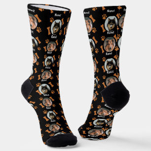 Chaussette 2 Chiens Photos 2 Noms + Bones & Empreintes de pat