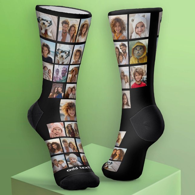 Chaussette 30 Photos - grille photo partout avec une ligne de (Custom Socks - Add Your Photo Collage)