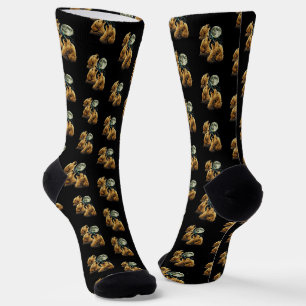 Chaussette 3 chiens Golden Doodle hurlant à la Lune Chiens mi