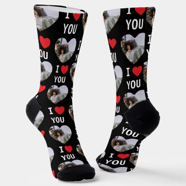 Chaussette 4 Photo Collage I Love You (Angulaire)