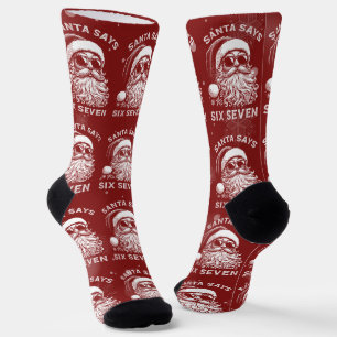 Chaussette 67 Meme Drôle de Père Noël dit Six Sept Noël