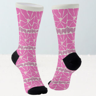 Chaussette 70s Retro Vintage Pink Flower