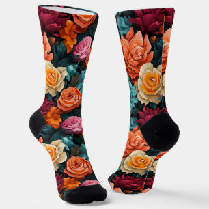 Chaussette #8 Chaussettes d'équipage à motifs floraux