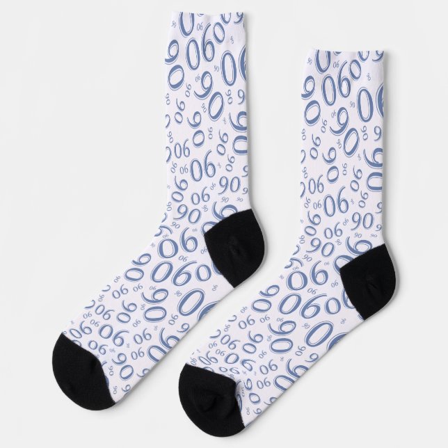Chaussette 90e anniversaire Motif du nombre aléatoire bleu 90 (Gauche)