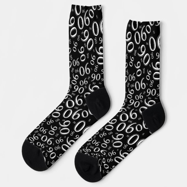 Chaussette 90e anniversaire Noir/Blanc Random Numéro Motif 90 (Gauche)
