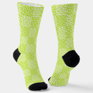Chaussette à damiers Amour en Lime Vert et Blanc
