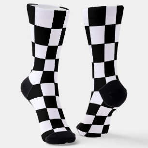 Chaussette à damiers blanc et noir