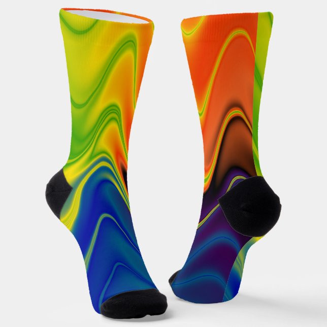 Chaussette Abstrait Coloré Ondulé (Angulaire)