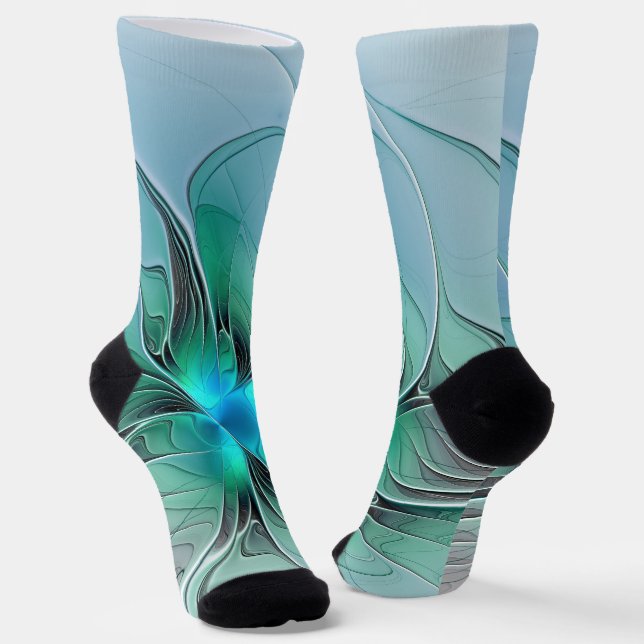 Chaussette Abstrait De Bleu, Art Fractal Moderne (Angulaire)