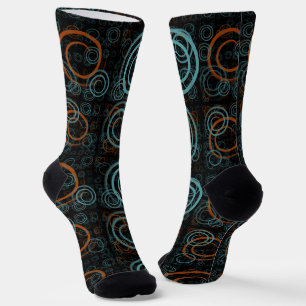 Chaussette Abstrait géométrique sarcelle et rouille