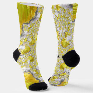Chaussette Abstrait jaune doré symétrique fractal