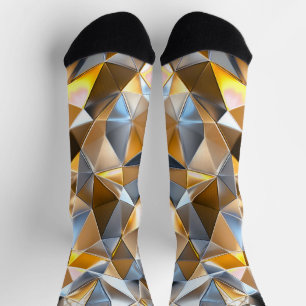 Chaussette Abstrait Métallique Moderne Or Argent Géométrique
