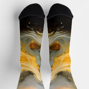 Chaussette Abstrait Moderne Marbre Doré Vagues