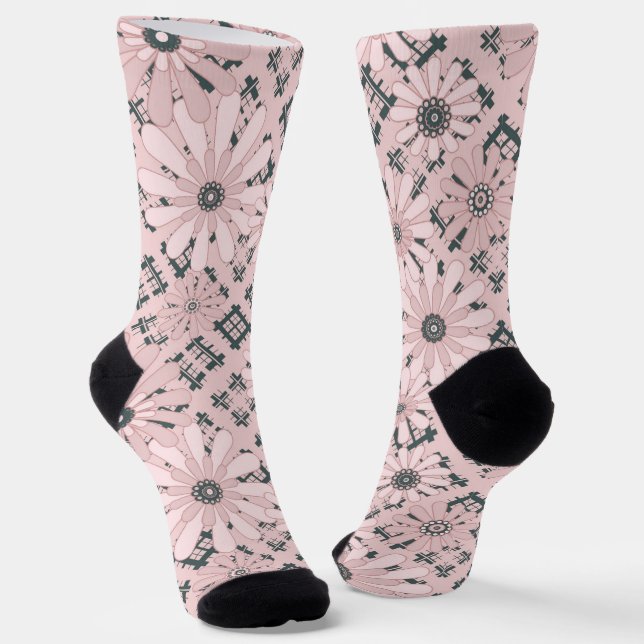 Chaussette Abstrait sans couture moderne à damiers plaid flor (Angulaire)